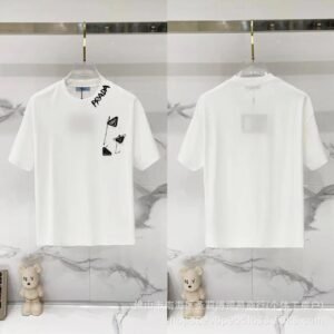 Prada Triangle Logo Casual Style White T-Shirt