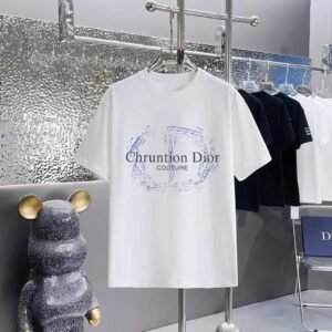 Dior Haute Couture Printed Light Luxury Style White T-shirt