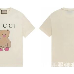 Gucci Teddy Bear Print Casual Style Off-White T-Shirt