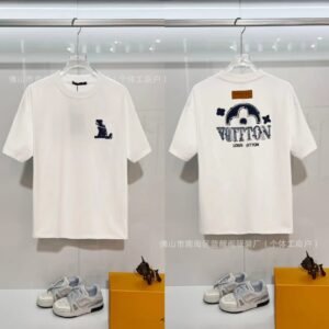 Louis Vuitton Embroidered Vintage-style White Short-sleeve T-shirt