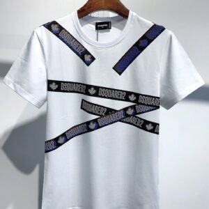 DSQUARED2 Webbing Streetwear Brand White Short-sleeve T-shirt
