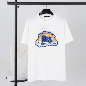 Louis Vuitton Vintage-style Rainbow Print White T-Shirt