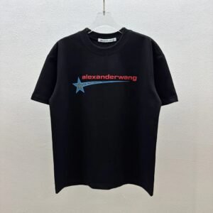 Alexander Wang Hot-Fix Rhinestone Star Street-Style Black T-Shirt