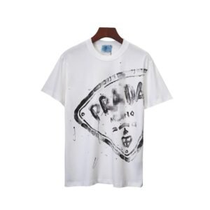 Prada Graffiti Print Street Style White T-Shirt