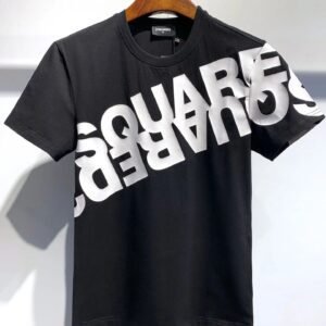 DSQ Large Letter Print Street Style Black T-Shirt