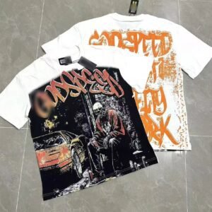 GOD Skull Graffiti Street Style Color-block Short-sleeve T-shirt