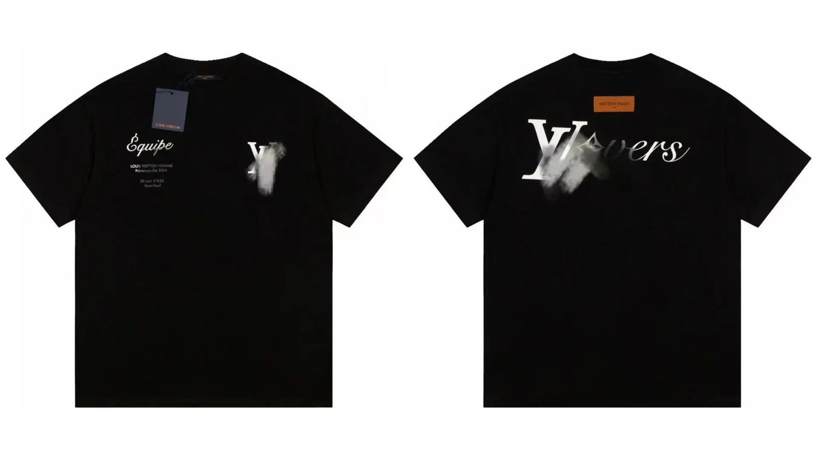 Louis Vuitton Trendy Printed Black Short-sleeve T-shirt