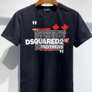 DSQUARED2 Maple Leaf Print Streetwear Black T-Shirt