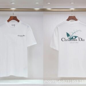 Dior Lily of the Valley Collection Casual Style White T-Shirt