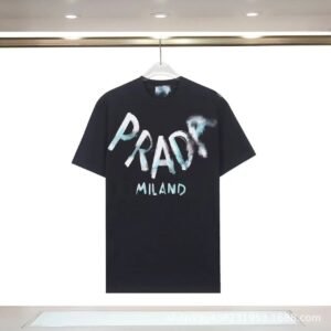 Prada Graffiti Collection Trendy Style Black Short-sleeve T-shirt