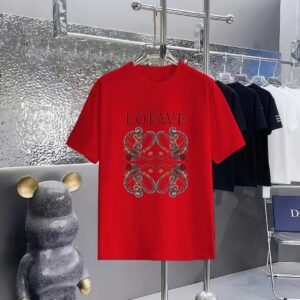 LOEWE Totem Print Vintage-Style Red T-Shirt