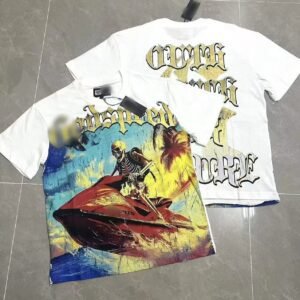 GOD Skull & Motorcycle American Retro White Short-sleeve T-shirt