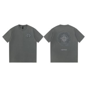 Chrome Hearts Cross Embroidered High Street Dark Grey Short-sleeve T-Shirt