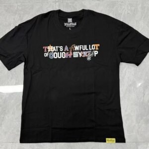 Awful Lot Color-block Printed Street Style Black T-shirt