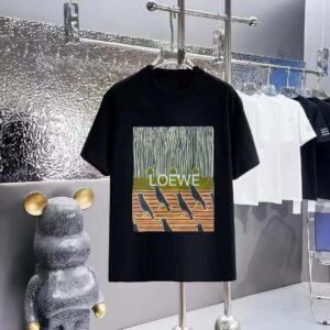 LOEWE Crow Print Vintage Style Black T-Shirt