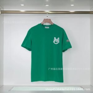 Moncler Letter Print Casual Style Green Short-sleeve T-shirt