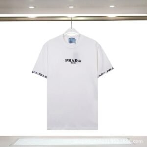Prada Classic Webbing Minimalist Style White T-Shirt