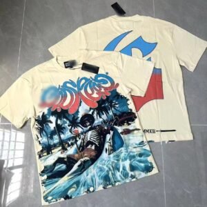 GOD Skeleton Print American Style Off-white Short-sleeve T-shirt