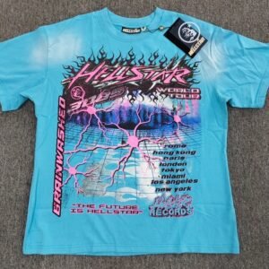 Hellstar Tour Punk Style Sky Blue Short-Sleeve T-Shirt