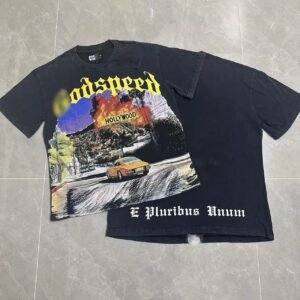 Godspeed Hollywood Print Vintage Black T-Shirt