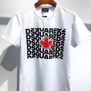 DSQ2 Maple Leaf Print Street Style White Short Sleeve T-Shirt
