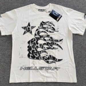 Hellstar Flame Print Street-style Off-white T-shirt