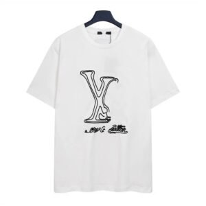 Louis Vuitton Embroidered Trendy Style White Short-sleeve T-shirt