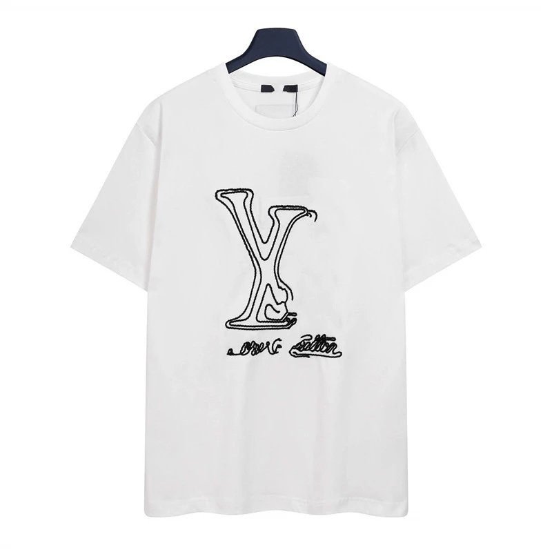 Louis Vuitton Embroidered Trendy Style White Short-sleeve T-shirt