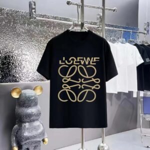 LOEWE Logo Print Trendy Black Short-Sleeve T-Shirt