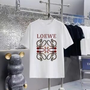 LOEWE Vintage-style Dragon Print White T-Shirt