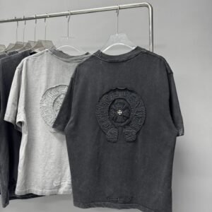 Chrome Hearts Cross-Embroidered Vintage Style Black T-Shirt