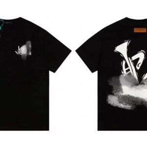 Louis Vuitton Ink-Wash Print Cool & Trendy Style Black T-Shirt
