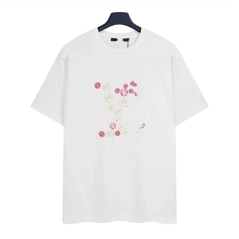 Louis Vuitton Floral Embroidered Casual White T-Shirt