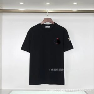 Moncler Embroidered Casual Black Short-sleeve T-shirt