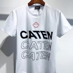 DSQ CATEN Letter Print Trendy Brand White Short Sleeve T-Shirt