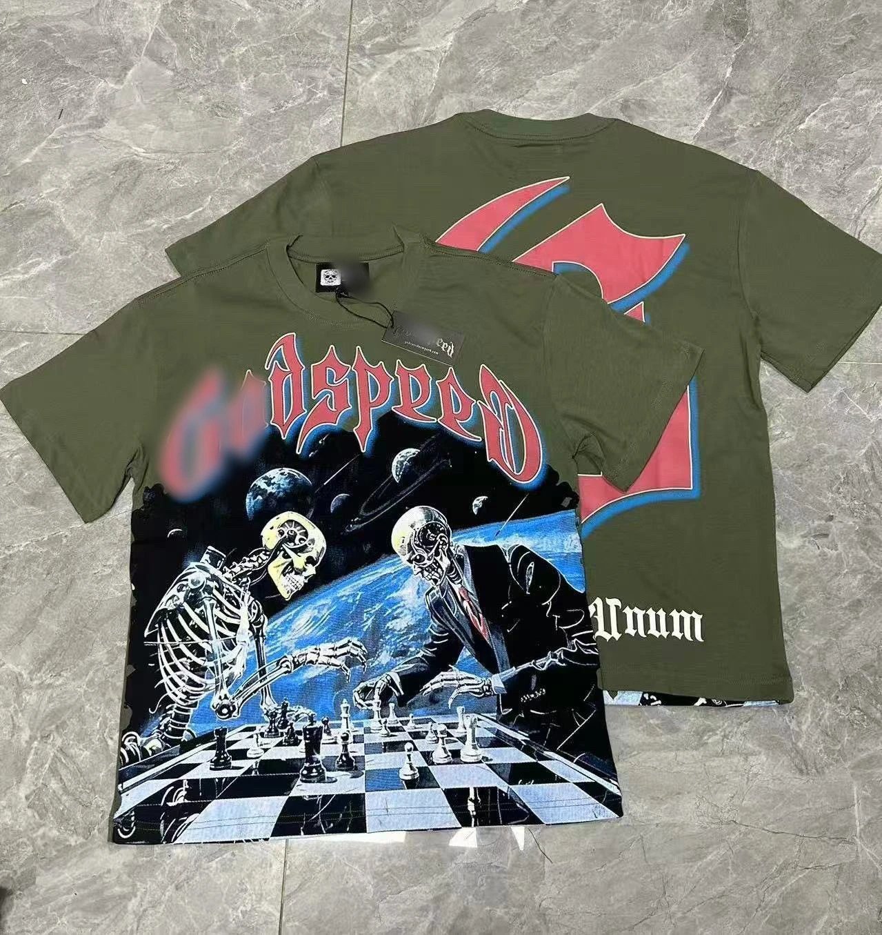 Godspeed Skull Duel Dark Style Army Green T-Shirt