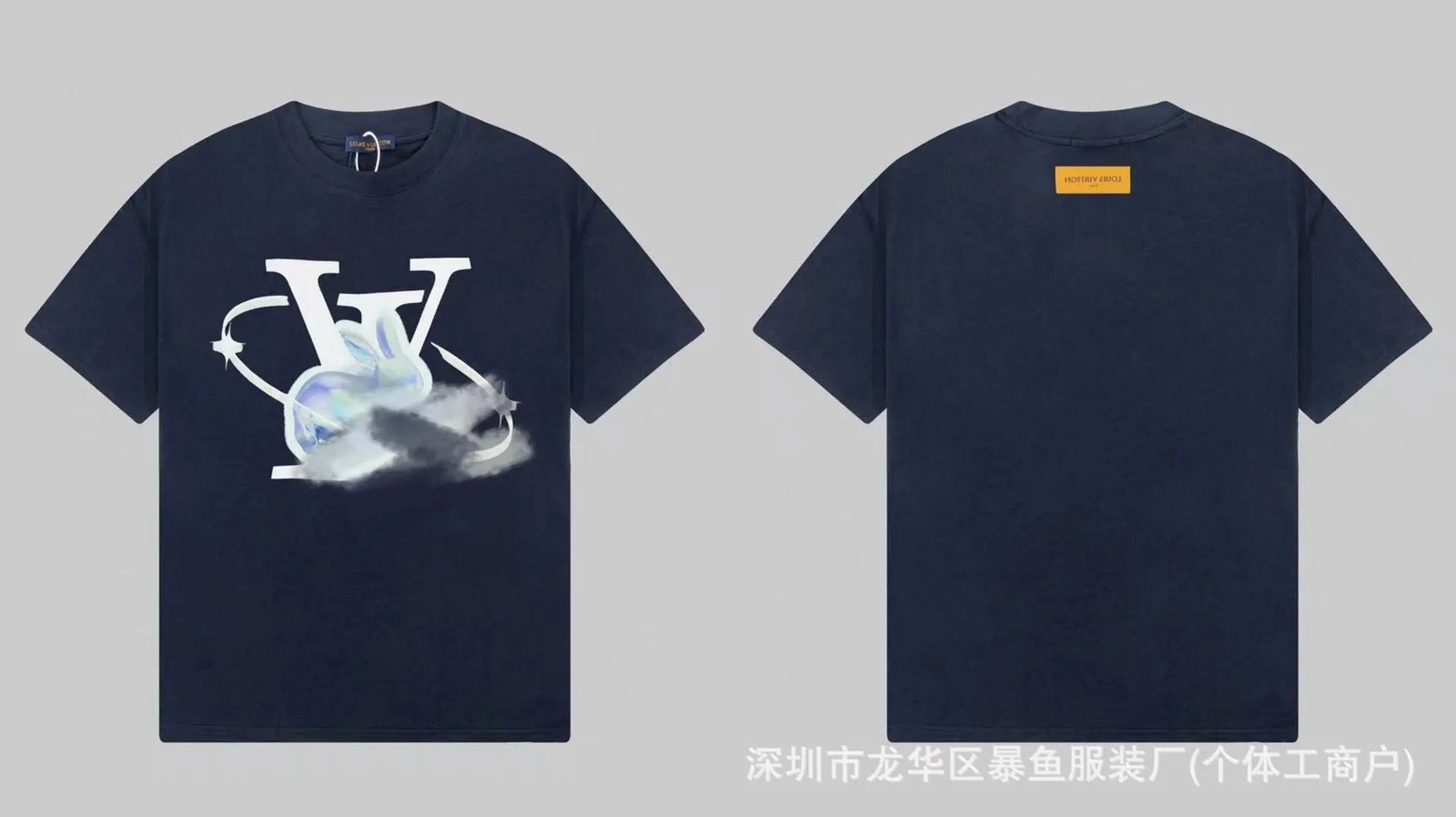 Louis Vuitton Year of the Rabbit Trendy Navy Blue Short Sleeve T-Shirt