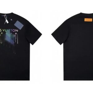 Louis Vuitton Iridescent Printed Trendy Black Short-sleeve T-shirt