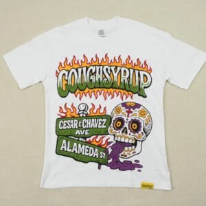 COUGHSYRUP Skeleton Print Street Style White T-Shirt