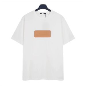 Louis Vuitton Minimalist Style White T-Shirt with Leather Tag