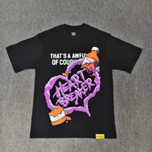 AWFUL Purple Paste Printed Street Style Black T-shirt