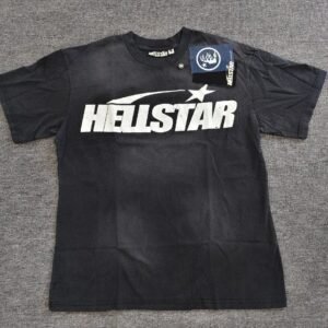 Hellstar Classic Logo Street Style Distressed Black T-Shirt