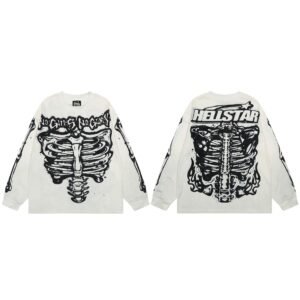 Hellstar Skull Print Dark Style Off-white Long Sleeve T-Shirt