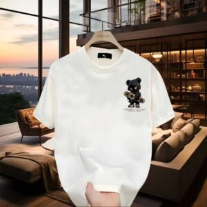 YZEE MC Skateboarding Bear Street Style Off-white T-Shirt