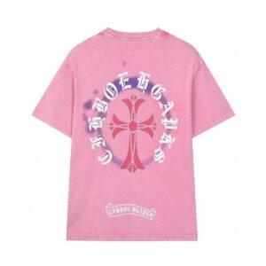 Chrome Hearts Cross Vintage Style Pink T-Shirt
