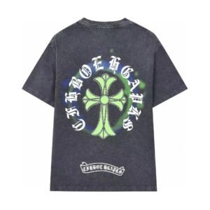 Chrome Hearts Cross Print Vintage Distressed Black Short-sleeve T-shirt