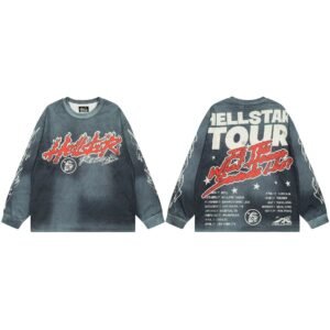 Hellstar Tour Vintage Street Washed Grey Long Sleeve Shirt