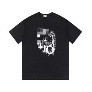 Dior Distressed Print Street Style Black T-Shirt