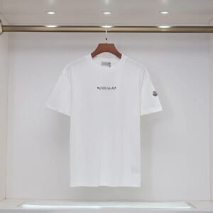 Moncler Letter Print Minimalist Style White T-Shirt