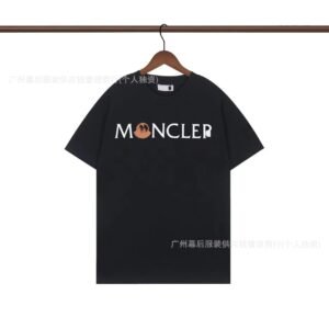 Moncler Letter Print Streetwear Style Black Short-sleeve T-shirt